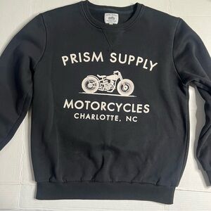 Prism Supply Motorcycle Graphic Black Crew Neck Pullover Sweatshirt Size L